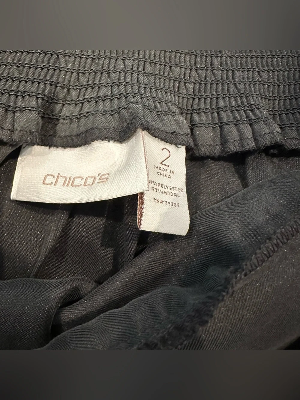 Chico’s Classic Black A-Line Skirt, Knee Length, Polyester Blend Pull-On, Size 2